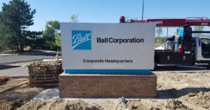 Monument sign for Ball Corp.