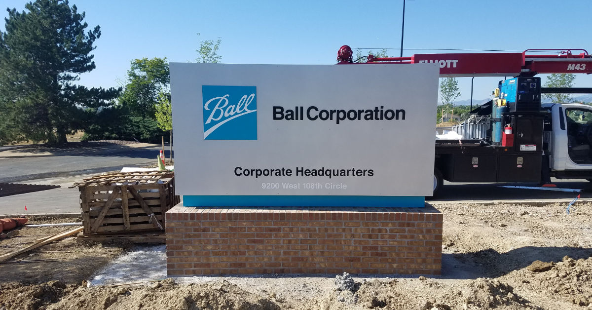 Monument sign for Ball Corp.