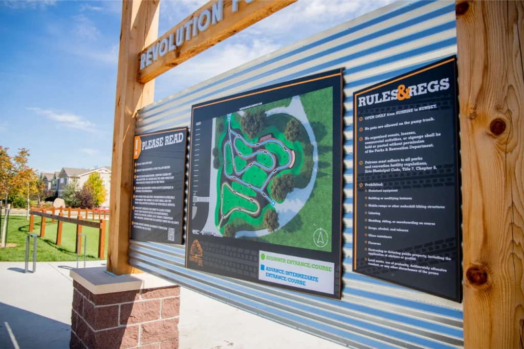 Town_of_erie_Erie_freestanding_Erie Community Park_sign_6 | BSC Signs Wayfinding sign installed in a public space with clear easy-to-read text, strategically placed to guide visitors efficiently.